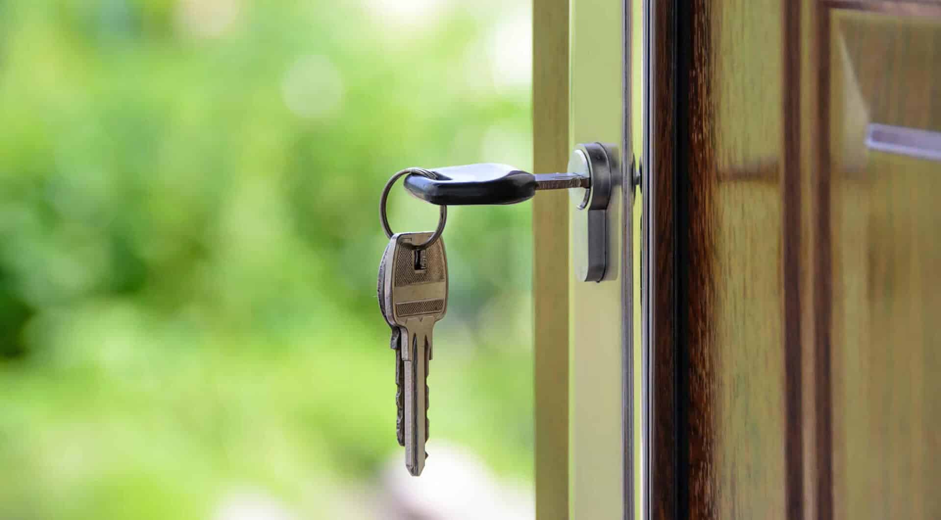 Key in the lock of a door