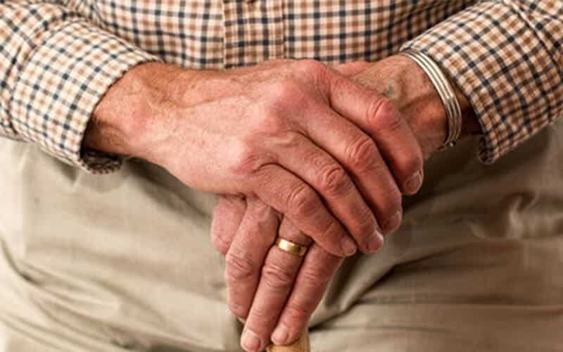 Hand of an elderly man